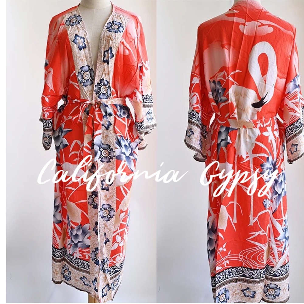 Gypsy Flamingo Boho Duster Kimono - Picture 2 of 9